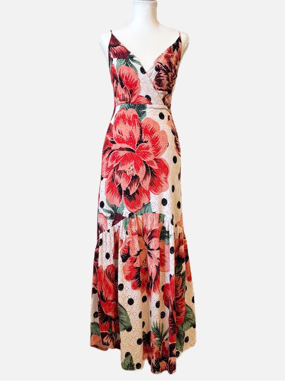 Farm Rio for Anthropologie Riviera Floral Eyelet Maxi Dress Size 2 - Picture 5 of 15